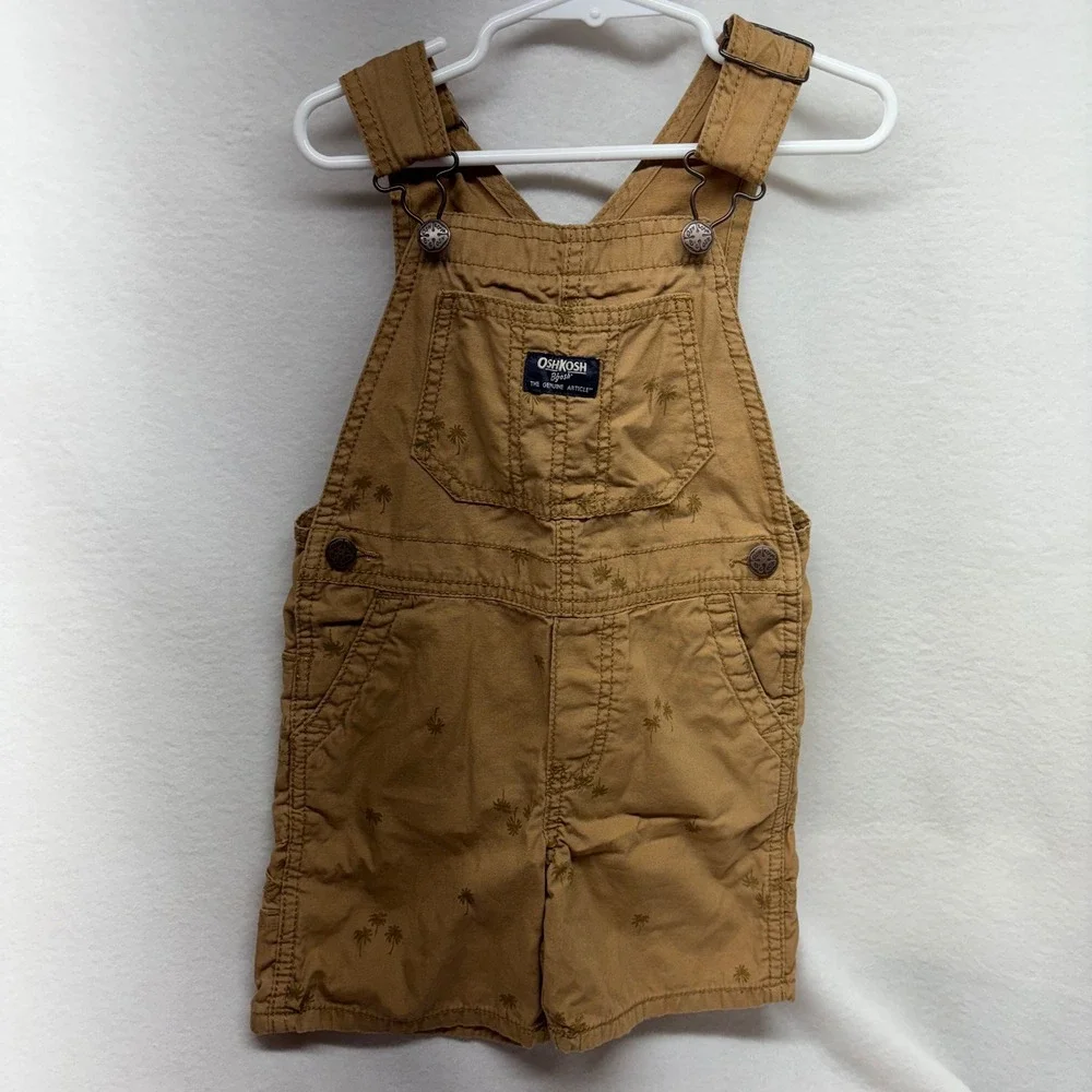 OshKosh B'gosh Kids Brown Palm Tree Print Shortall Overalls Size‎ Toddler